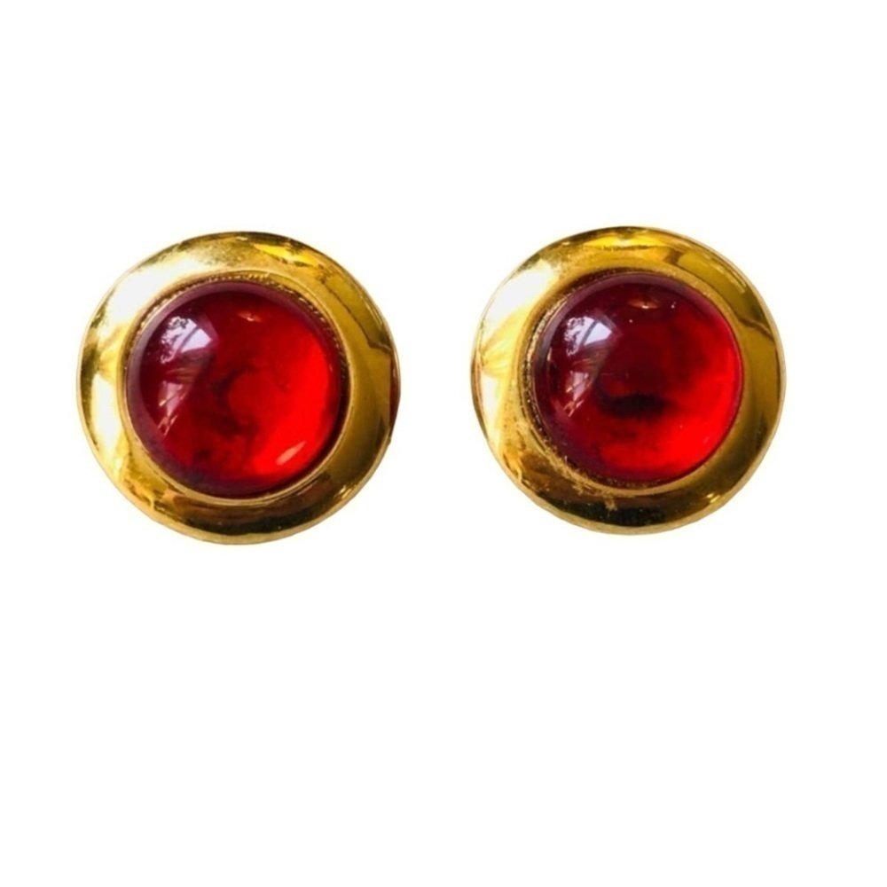 Vintage red gold tone earrings
